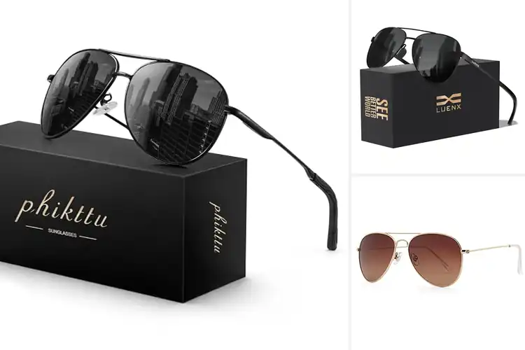 Detailed view of Best Metal Frame Aviator Sunglasses
